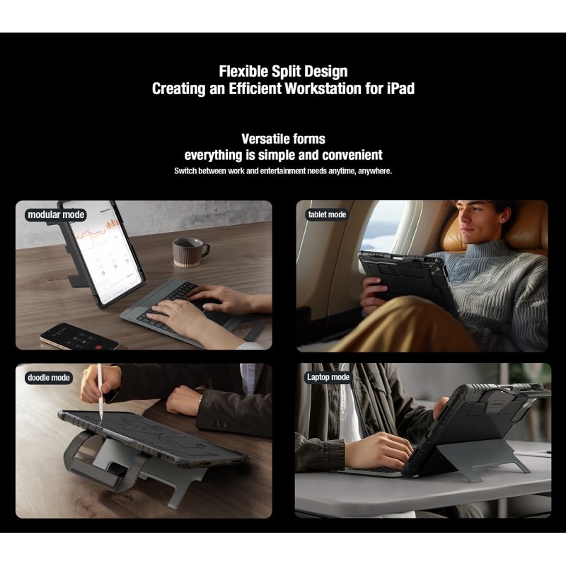 Nillkin Bumper GO billentyűzet tok (háttérvilágításos verzió) iPad Air 4/5/10.9 2020/11 2024/ Pro 11 2020/2021/2022 Fekete