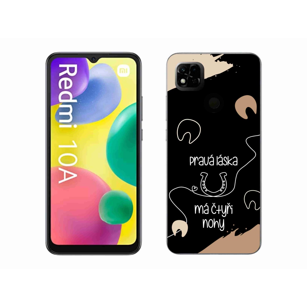 Gél borítás mmCase a Xiaomi Redmi 10A számára - ló motívum fekete háttérrel