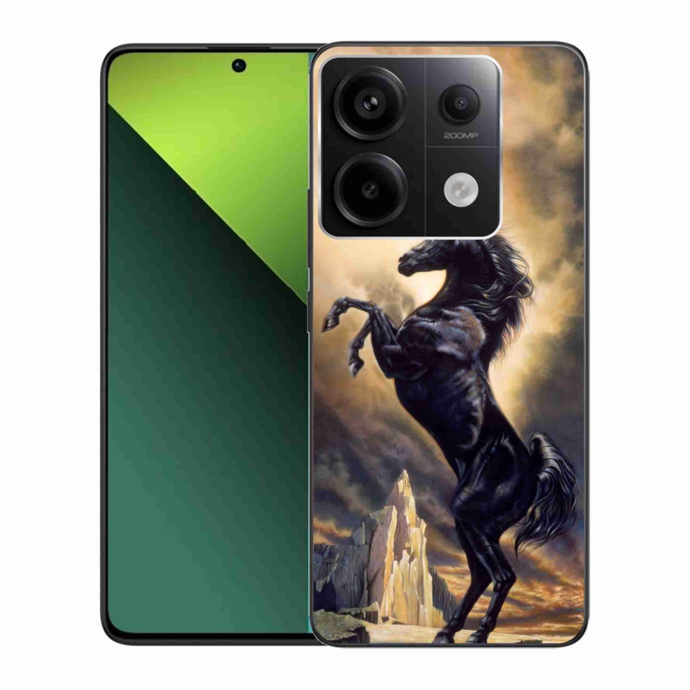 Gél borítás mmCase a Xiaomi Redmi Note 13 Pro 5G/Poco X6 5G számára - fekete rajzfilm ló