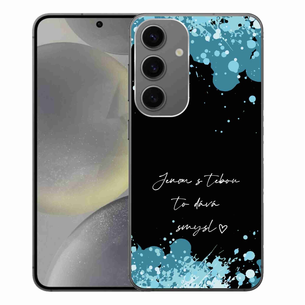 Gél borító mmCase Samsung Galaxy S24+ készülékhez - szerelmes szöveg fekete háttérrel