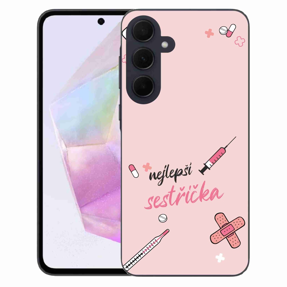 Gél borító mmCase Samsung Galaxy A35 5G - legjobb kishúg rózsaszín háttérrel