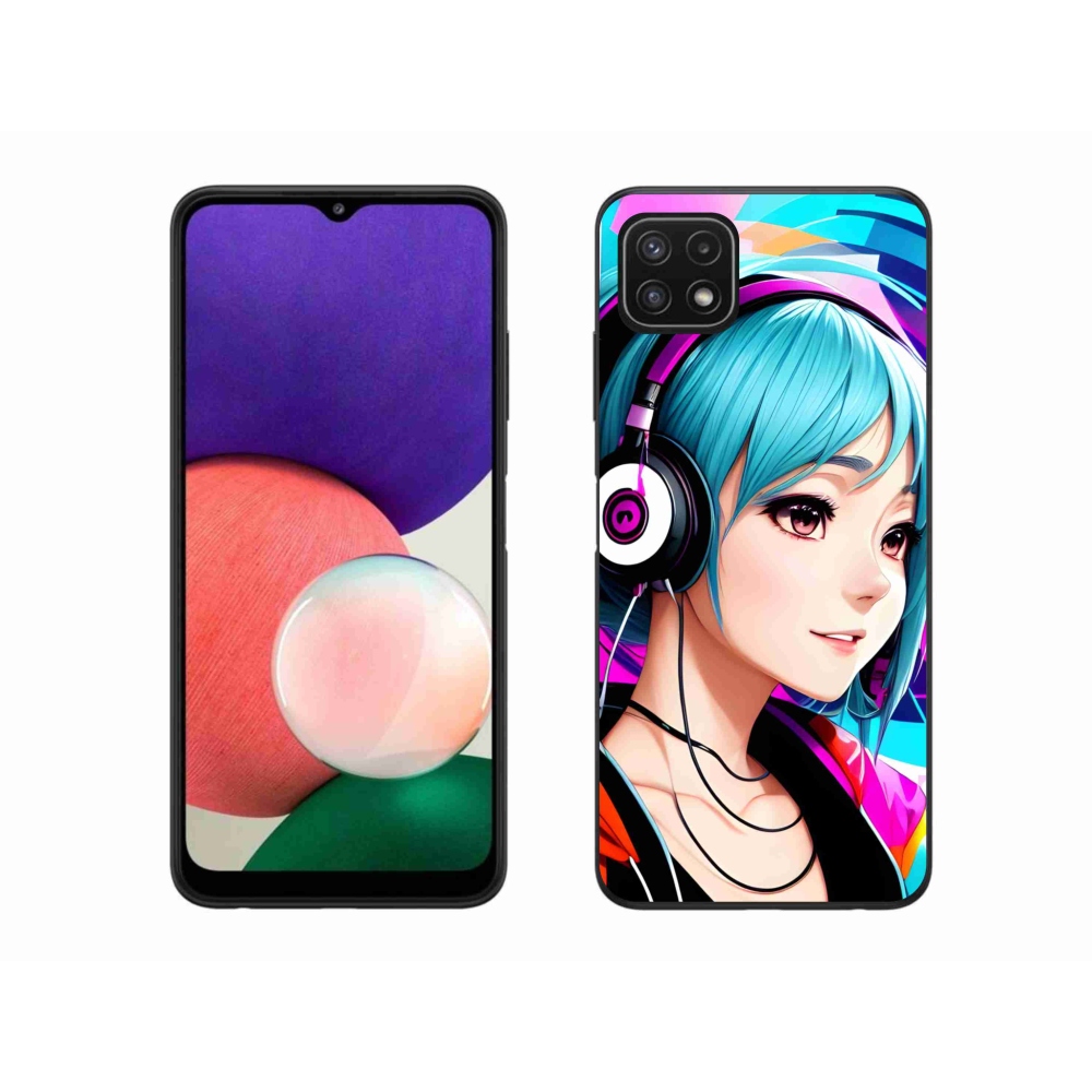Gél borítás mmCase Samsung Galaxy A22 5G - lány fejhallgatóval