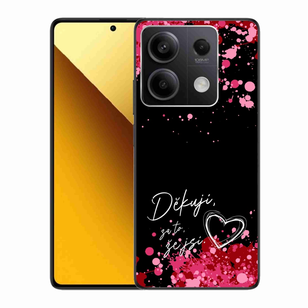 Gél borító mmCase a Xiaomi Redmi Note 13 5G-hez - szerelem szöveg 2 fekete háttérrel