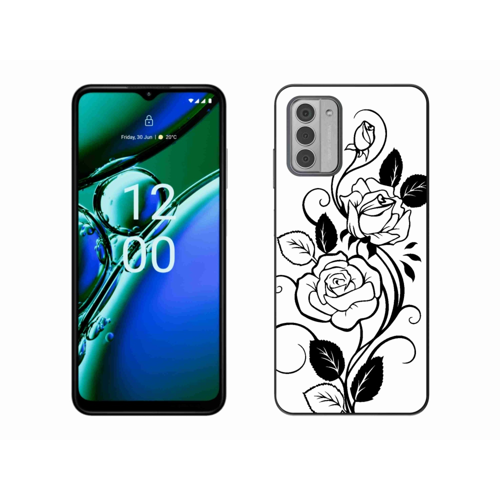 Zselés borítás mmCase a Nokia G42 készülékhez - fekete és fehér rózsa