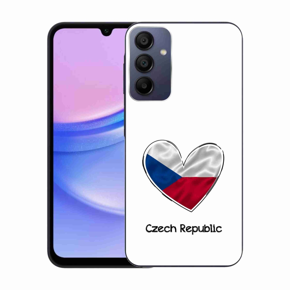Gél védőhuzat mmCase Samsung Galaxy A15 4G/5G - zászló szív fehér háttérrel