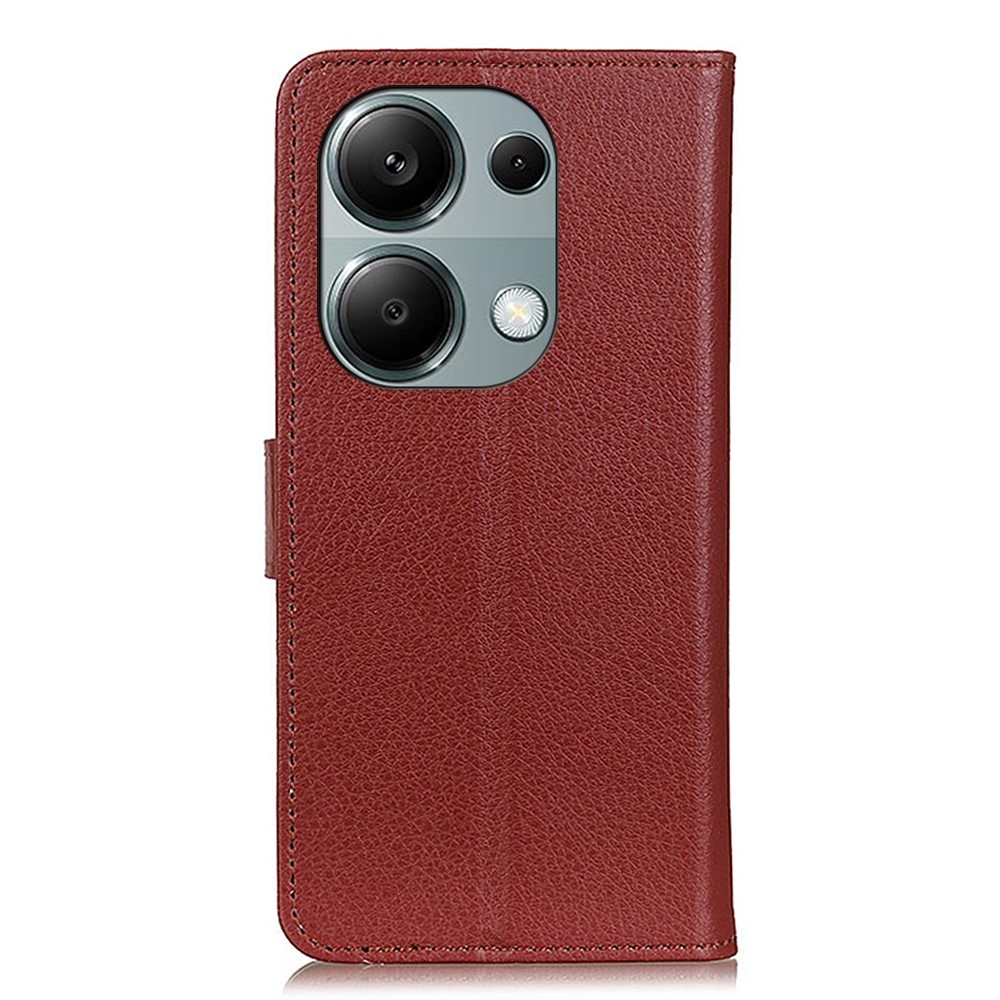 Litchie könyv tok Xiaomi Redmi Note 13-hoz - barna