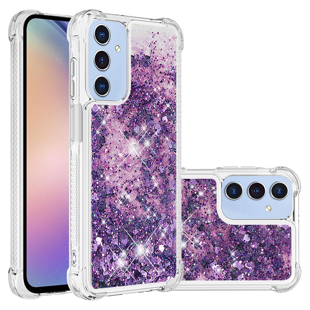 Glitter homokóra zselés tok Samsung Galaxy A17 4G/5G - sötét lila/szív