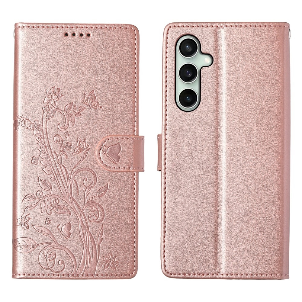 Virágok könyv tok Samsung Galaxy S25 FE készülékhez - rózsa arany