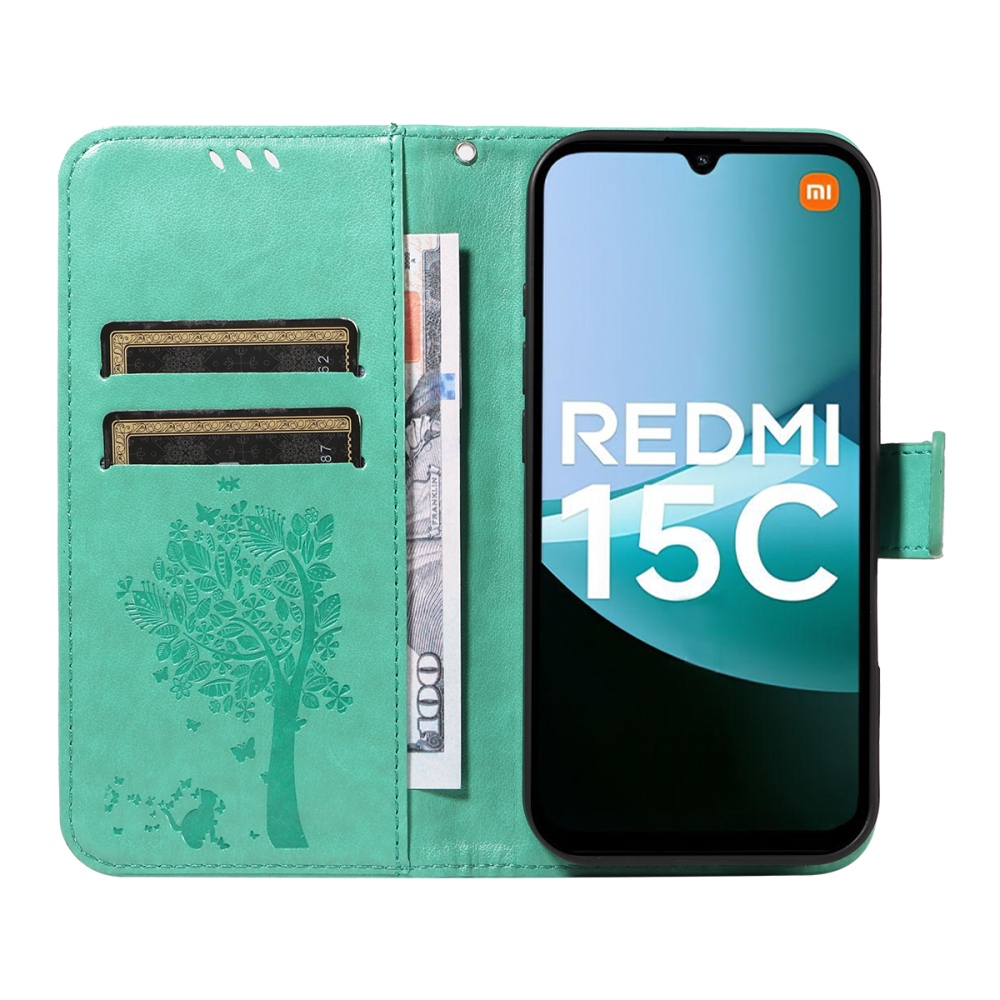 Fák könyve tok Xiaomi Redmi 15C 4G (171mm)/Poco C85 4G (171mm) - teáskék