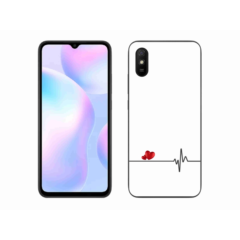 Gél borító mmCase a Xiaomi Redmi 9AT - szív és szívverés fehér háttérrel