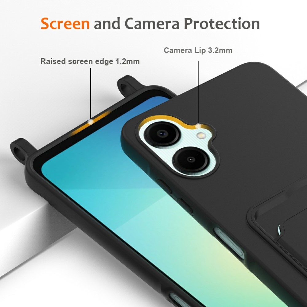 Zsinórral ellátott zselés tok Samsung Galaxy A06 4G kártyához - fekete