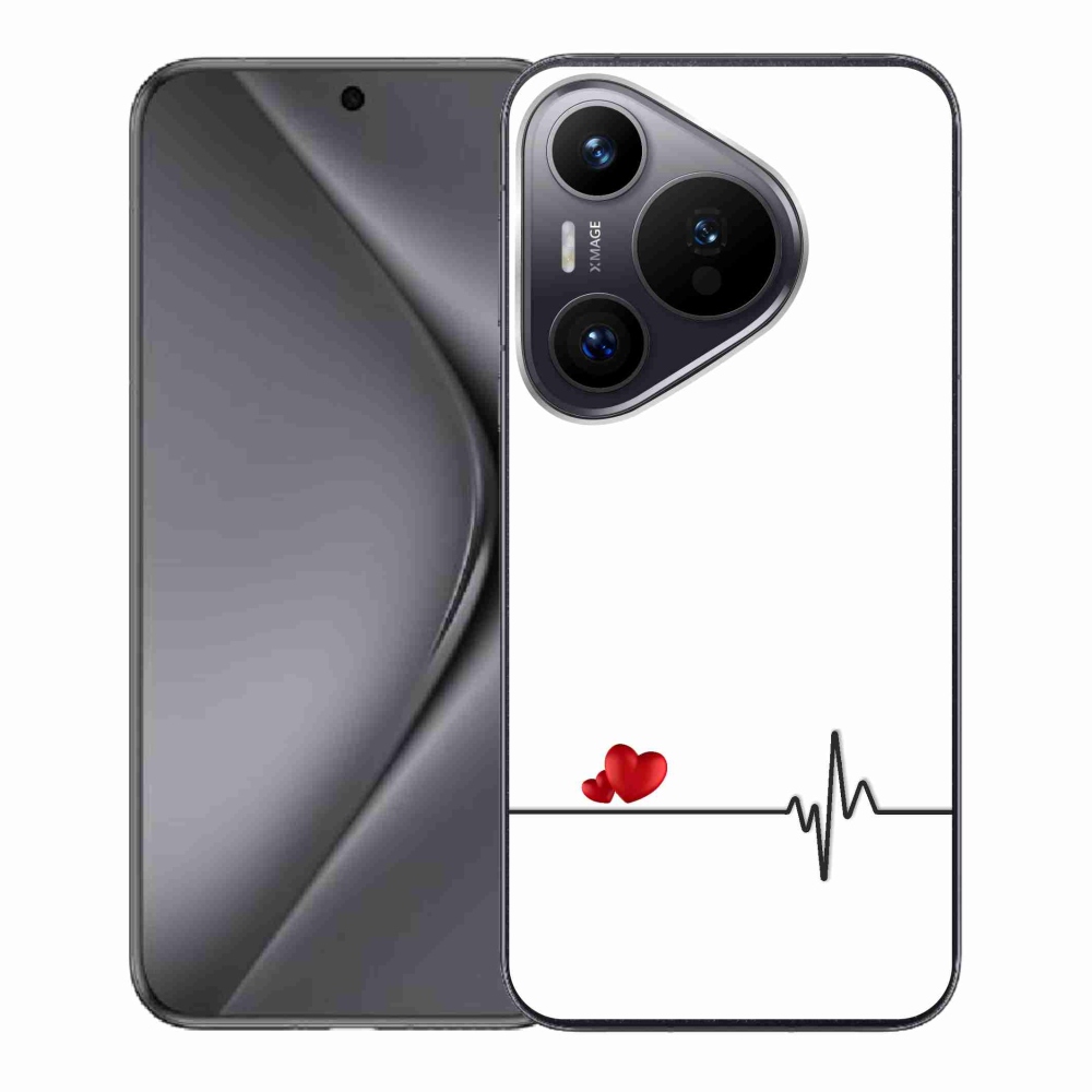 Gél borító mmCase a Huawei Pura 70-en - szív és szívverés fehér háttérrel