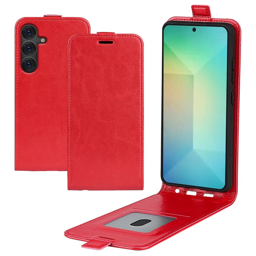 Függőleges könyvtáska Samsung Galaxy S25 készülékhez - piros