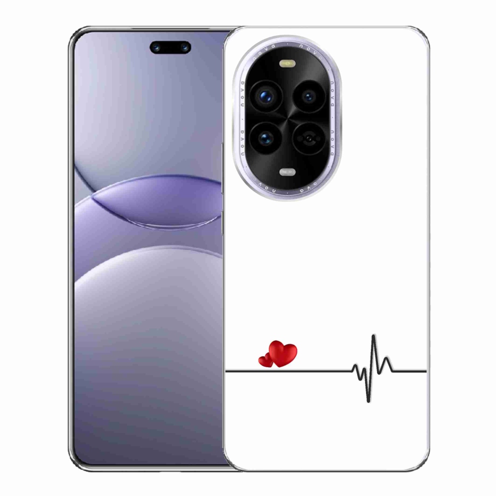 Gél borító mmCase a Huawei Nova 13 Pro 5G-n - szív és szívverés fehér háttérrel