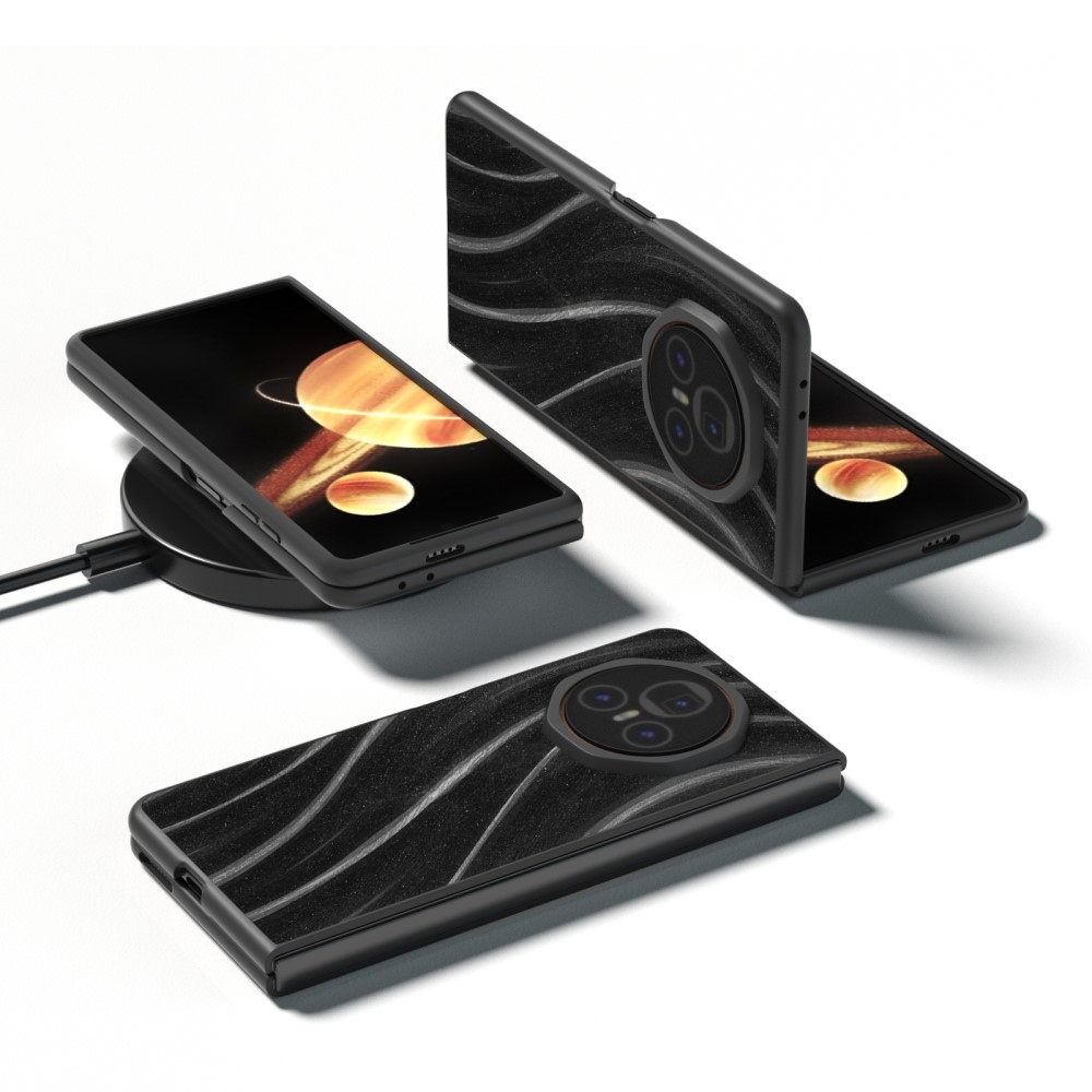 Tejút műanyag tok műbőrrel Honor Magic V3-hoz - fekete