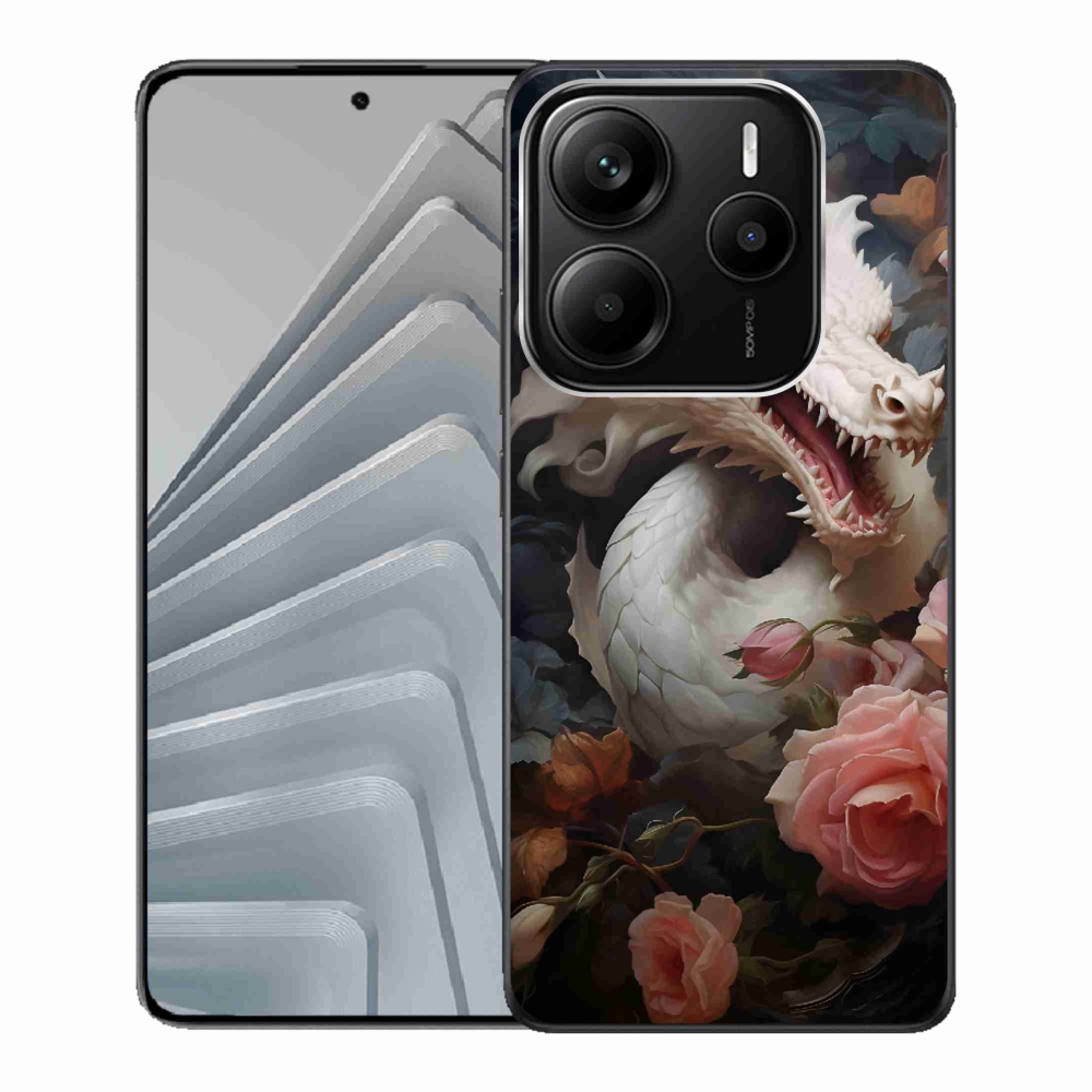 Zselés borítás mmCase a Xiaomi Redmi Note 14 5G számára - fehér sárkány