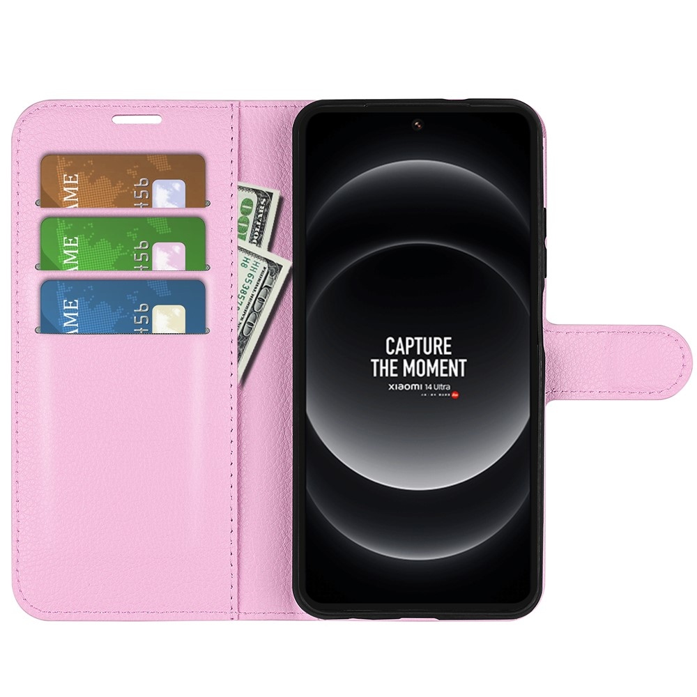 Litchi könyv tok Xiaomi 14 Ultra - rózsaszínű