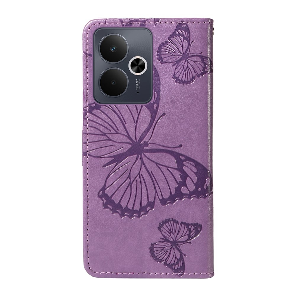 Nagy pillangó könyvtáska a Realme 14 5G/14T 5G számára - lila