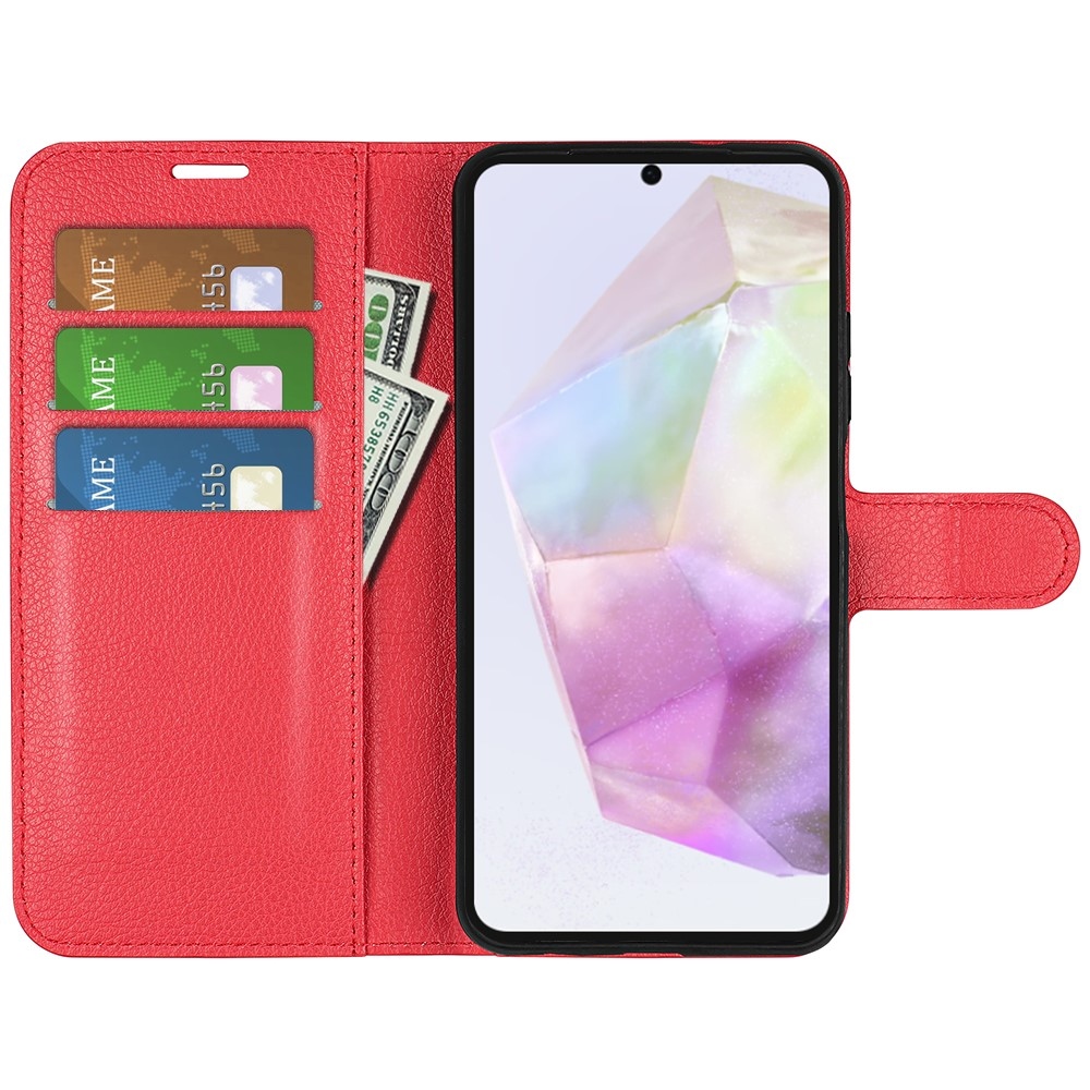 Litchi könyv tok Samsung Galaxy A36 5G - piros