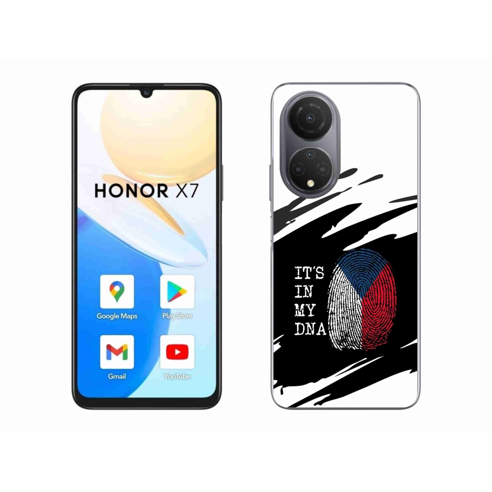 Gél borító mmCase a Honor X7-hez - zászlós ujjlenyomat fekete és fehér háttérrel