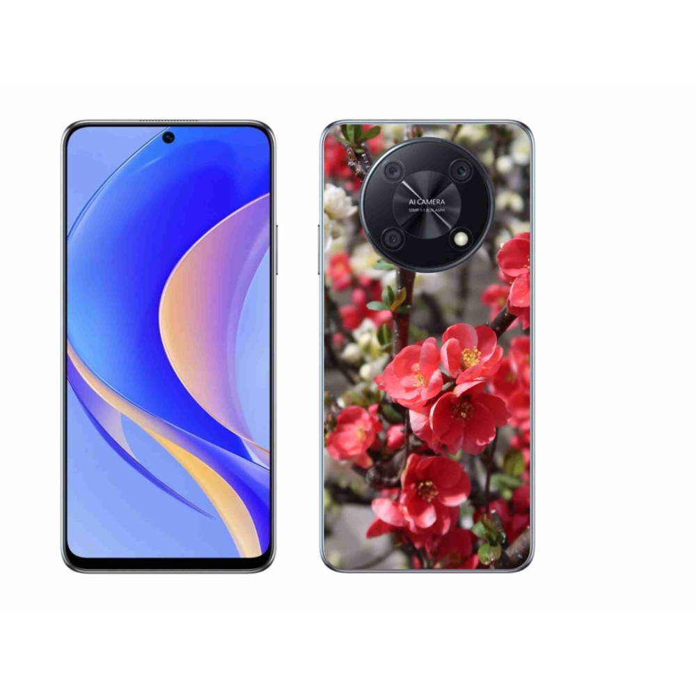 Gél borító mmCase a Huawei Nova Y90 készülékhez - piros virágok