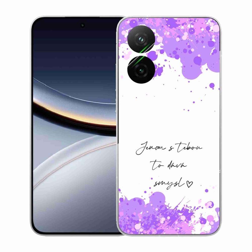 Gél borító mmCase a Xiaomi Poco F7 5G-hez - szerelmes szöveg fehér háttérrel