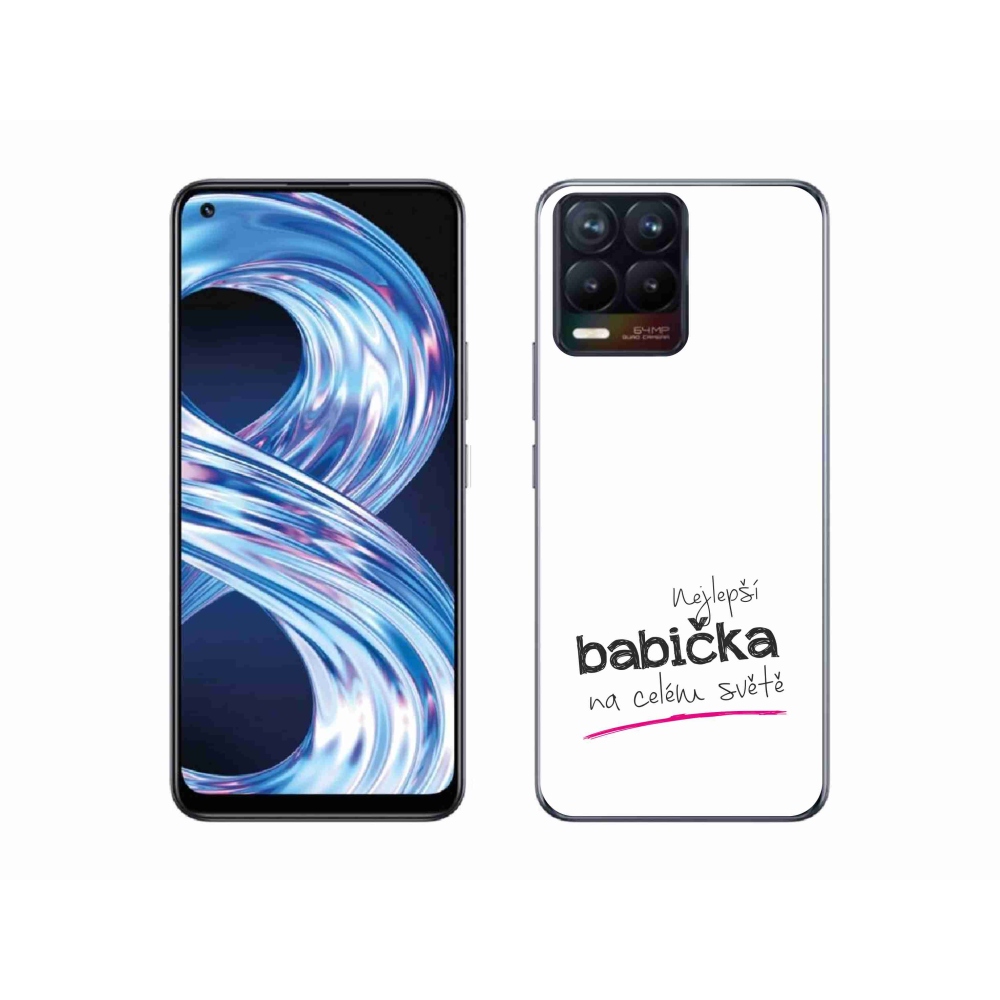 Gél borító mmCase a Realme 8 4G-n - legjobb nagymama 4 fehér háttérrel