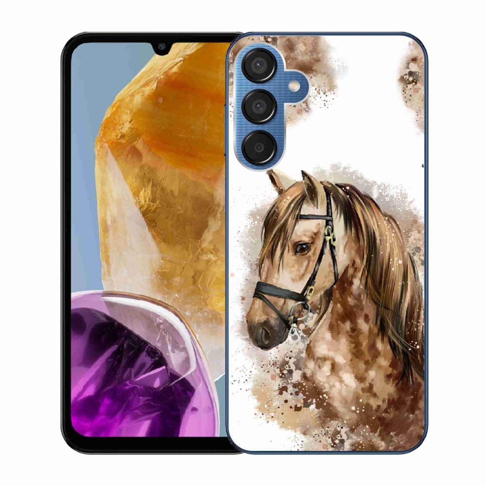 Zselés borítás mmCase Samsung Galaxy M15 5G - barna rajzfilm lóhoz