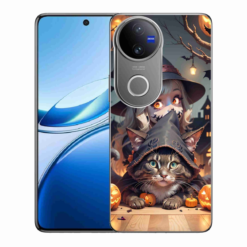 Zselés borítás mmCase a Vivo V50 5G - boszorkány macskával