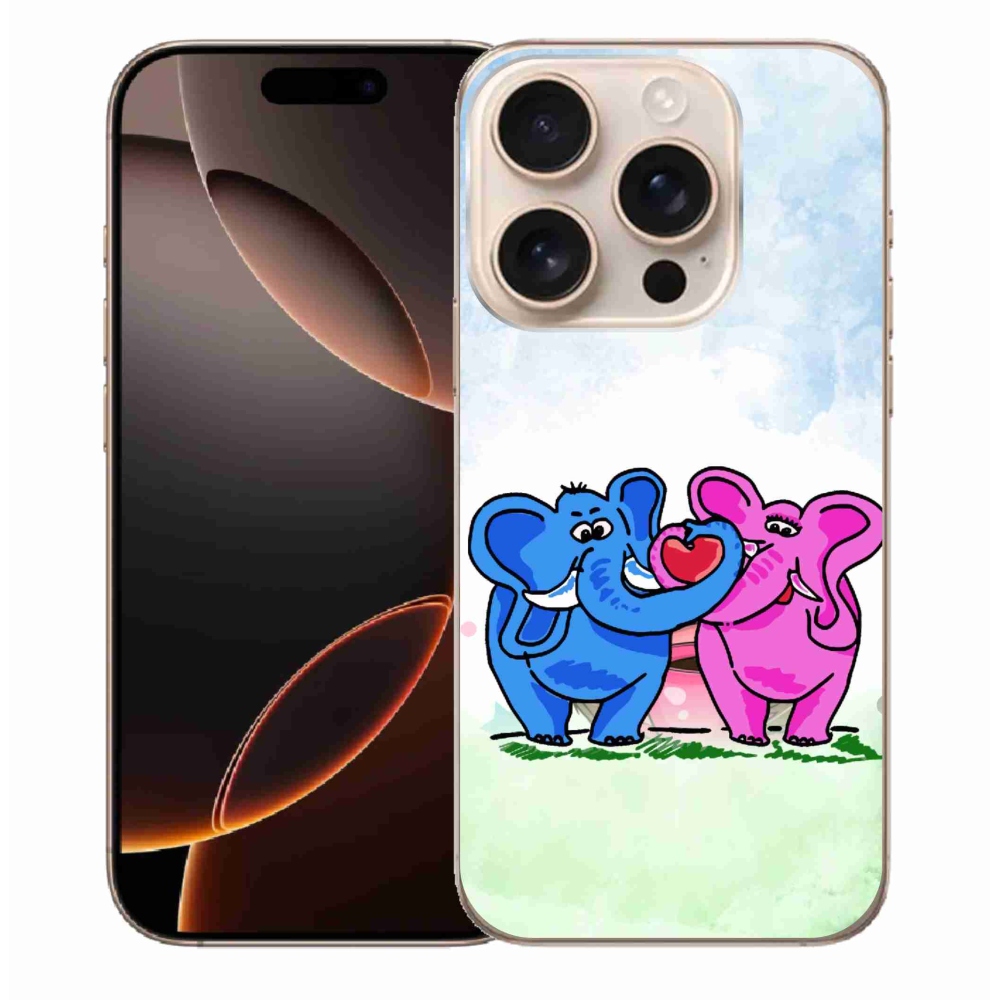 Gél borítás mmCase iPhone 16 Pro Max készülékhez - szerelmes elefántok