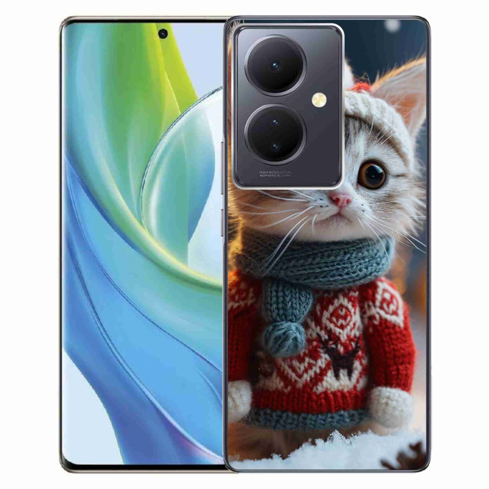 Gél borítás mmCase a Vivo V29 Lite 5G-hez - cica pulóverben