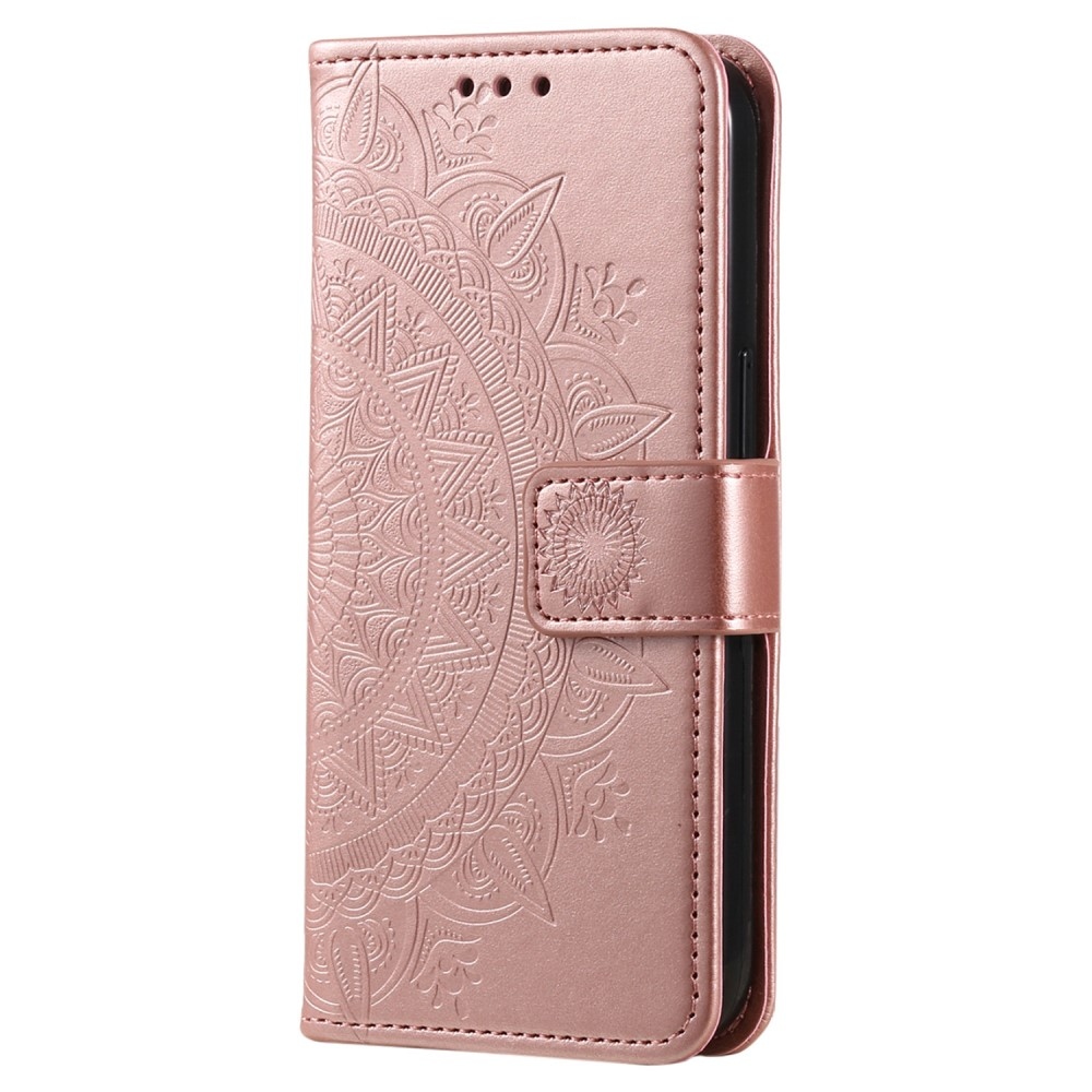 Mandala könyv tok Xiaomi Redmi Note 14-hez - rózsaarany