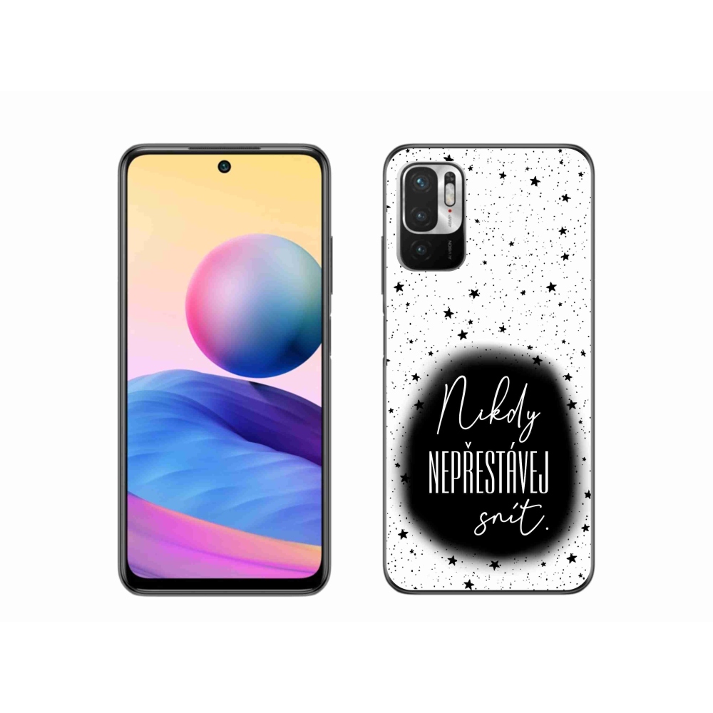 Gél borító mmCase a Xiaomi Redmi Note 10 5G-hez - idézet 1 fekete és fehér háttérrel