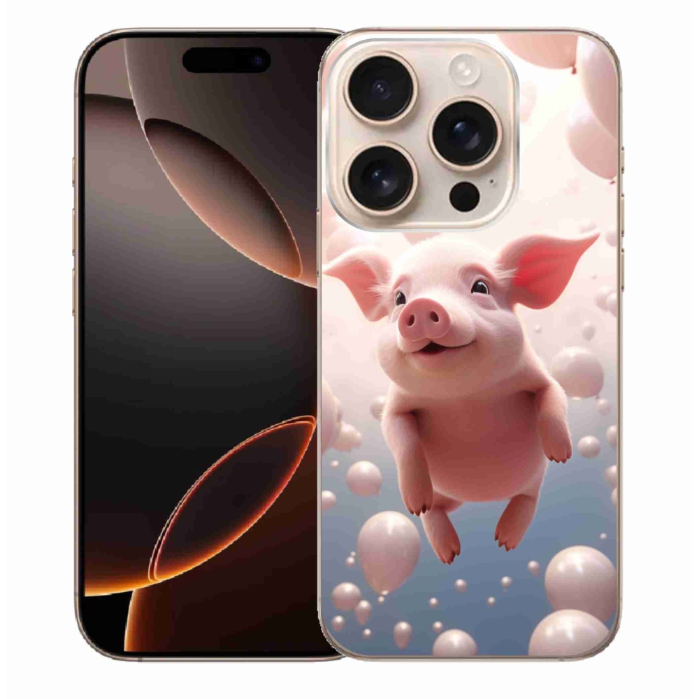 Gél borítás mmCase iPhone 16 Pro Max készülékhez - malacka lufikkal