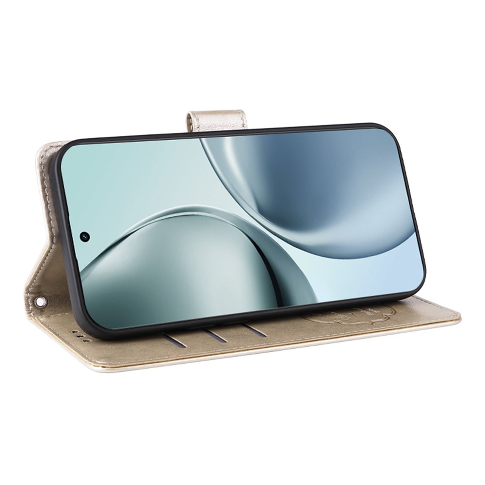 Virágos könyvtáska a Realme 14 Pro+ 5G számára - arany színben