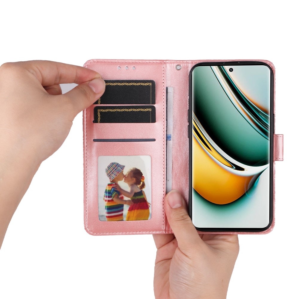 Napraforgó könyvtáska a Realme 11 Pro 5G/11 Pro+ 5G számára - rózsaszín