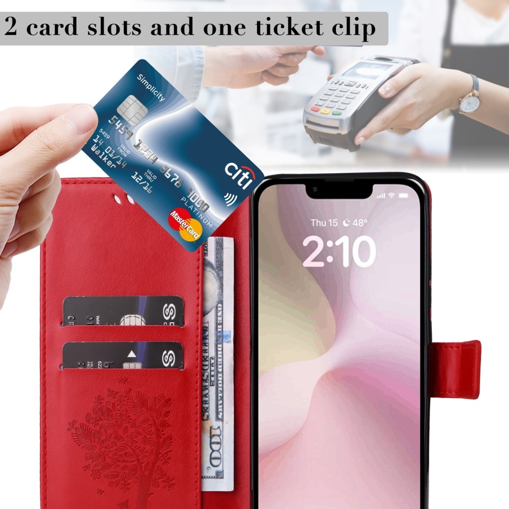 Fák könyvtáska iPhone 16e készülékhez - piros