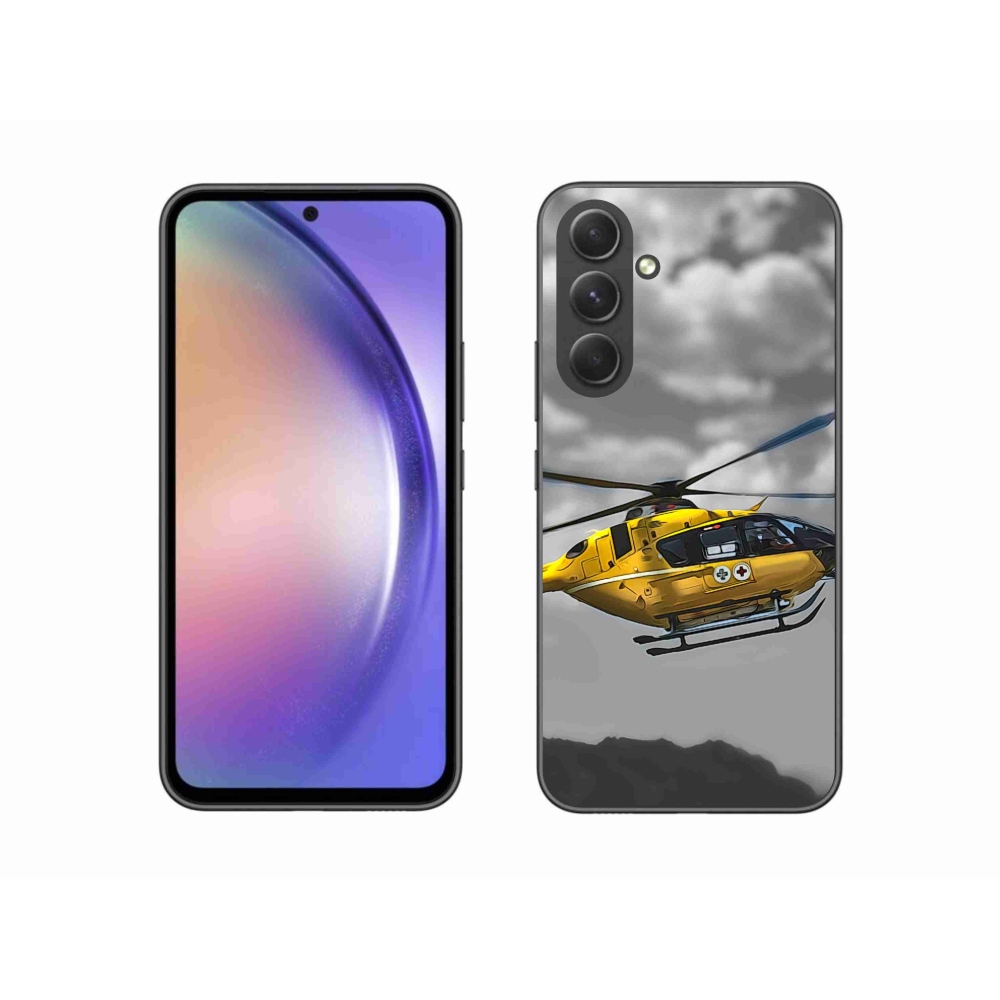 Gél védőhuzat mmCase Samsung Galaxy A54 5G - sárga helikopterhez