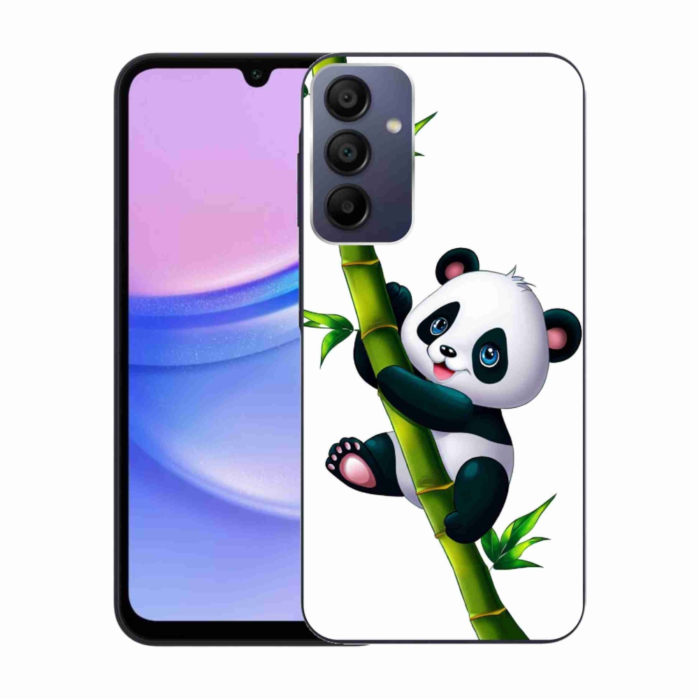 Gél borítás mmCase Samsung Galaxy A15 4G/5G - panda a bambuszon - Samsung Galaxy A15 4G/5G számára