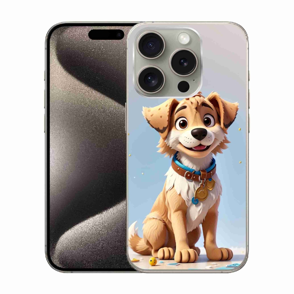 Zselés borítás mmCase iPhone 15 Pro készülékhez - rajzfilm kiskutya