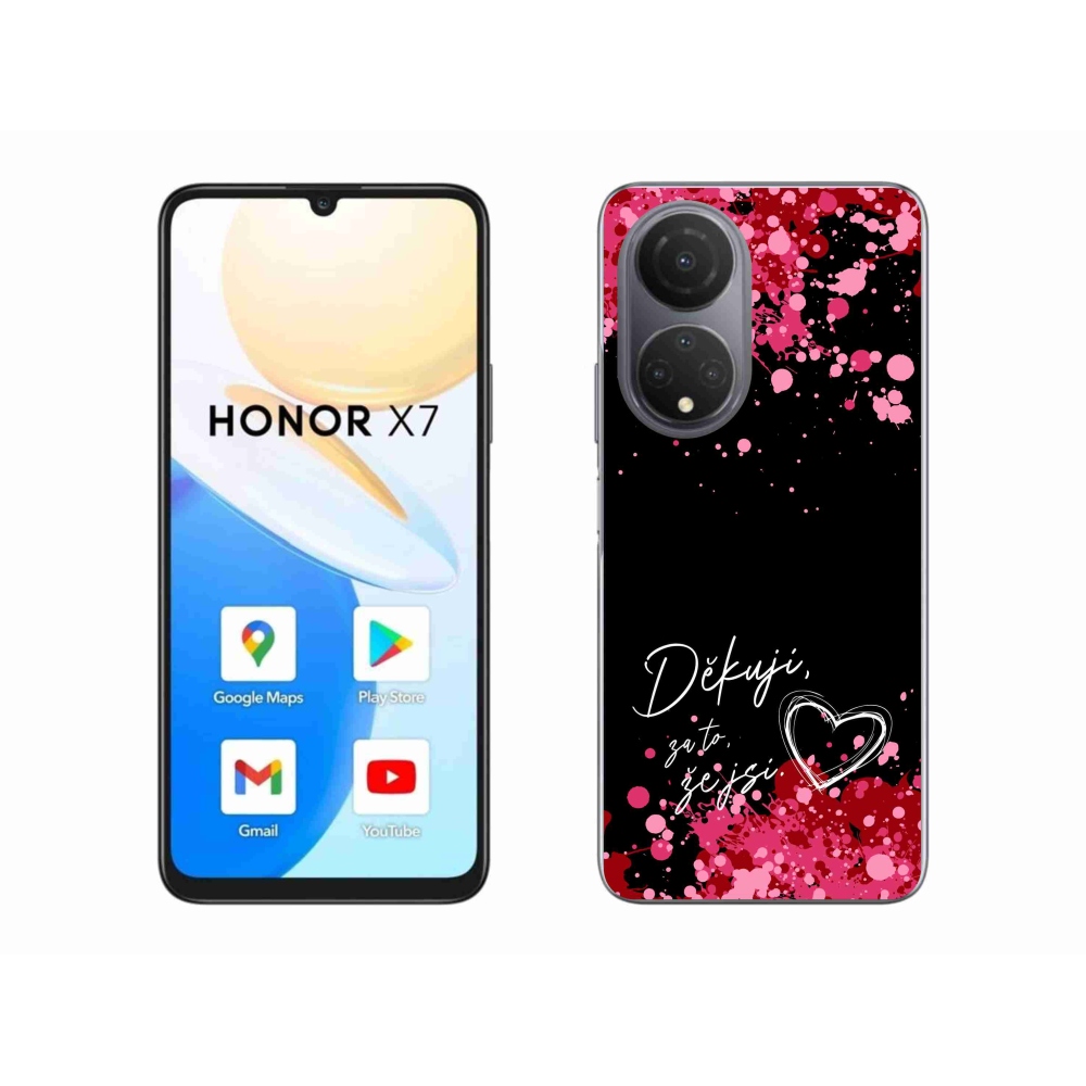 Gél borító mmCase a Honor X7 készülékhez - szerelmes szöveg 2 fekete háttér
