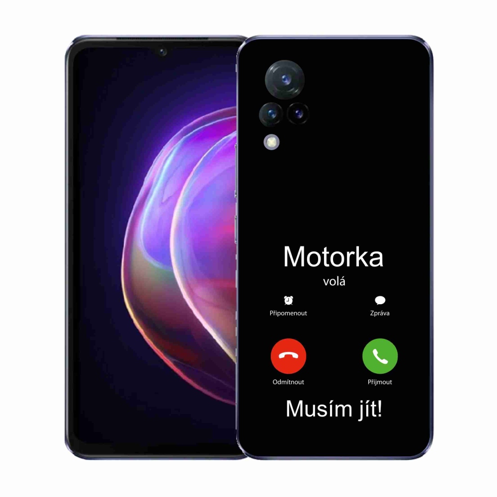 Gél borító mmCase a Vivo V21 4G/5G-n - motoros hívások fekete háttérrel