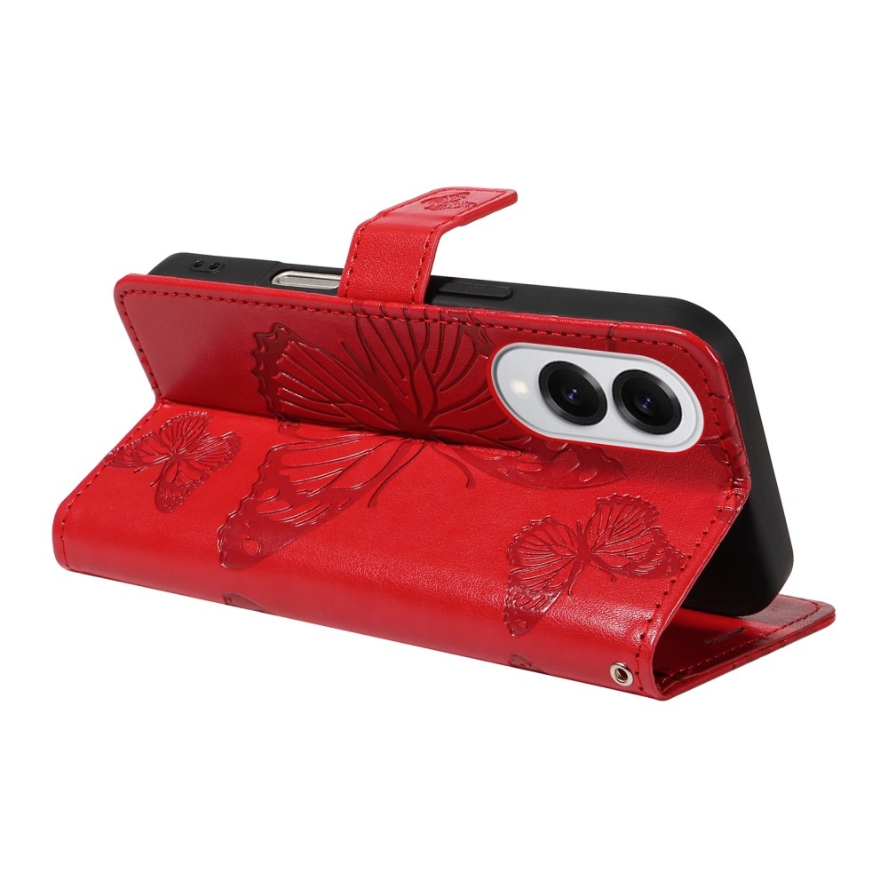 Nagy pillangó könyv tok Samsung Galaxy S25 Edge készülékhez - piros