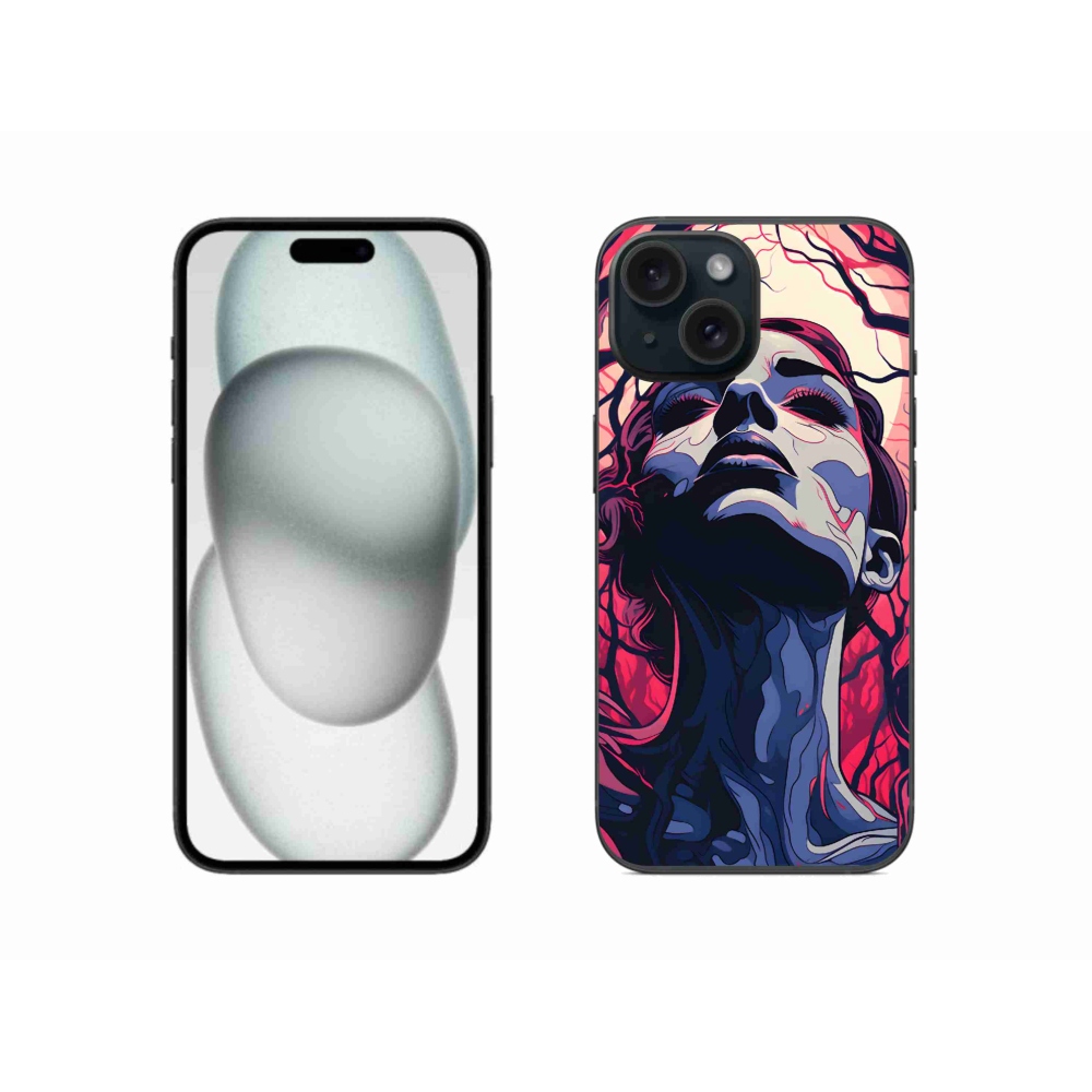 Zselés borítás mmCase iPhone 15 készülékhez - absztrakt arc