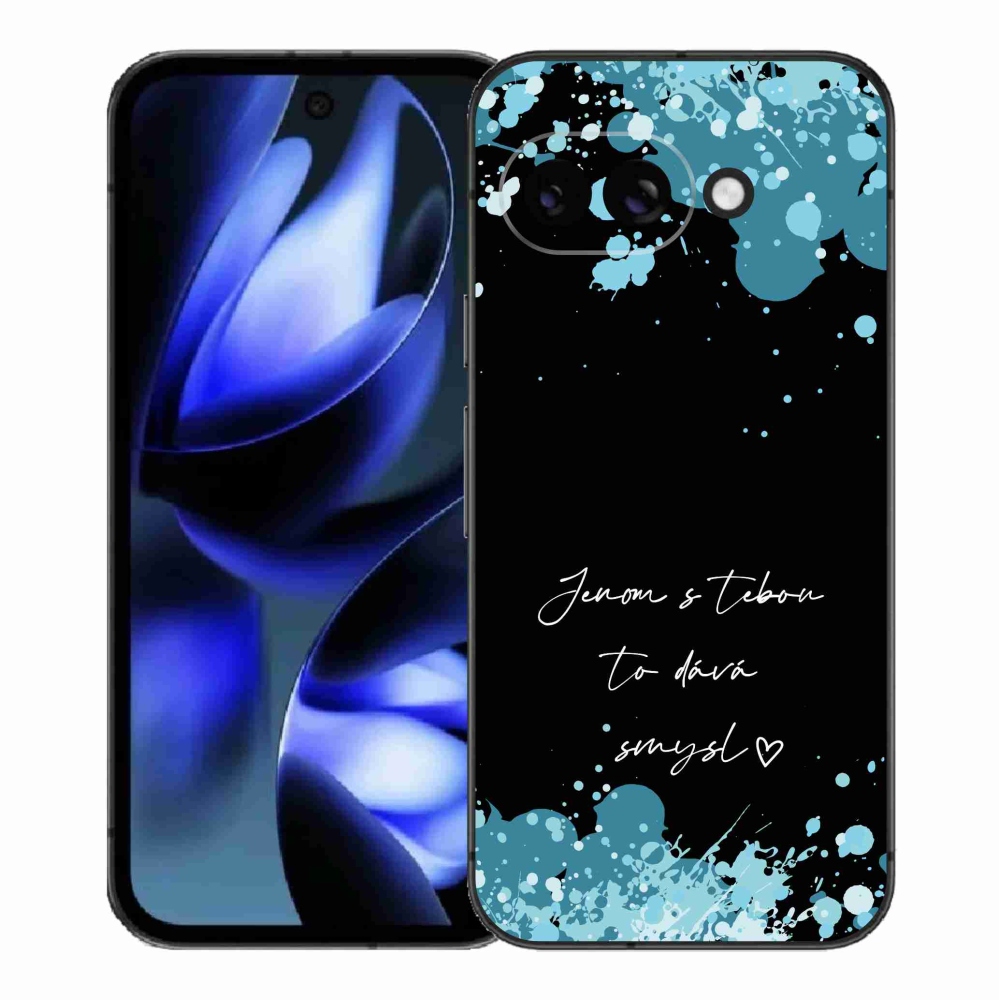 Gél borító mmCase a Google Pixel 9a számára - szerelmes szöveg fekete háttérrel