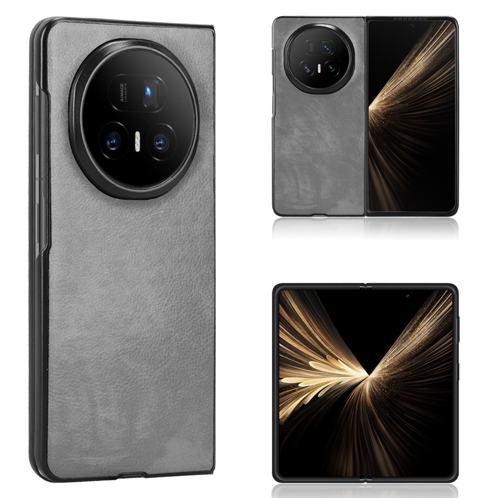 Vintages műanyag tok műbőrrel Honor Magic V5 készülékhez - szürke