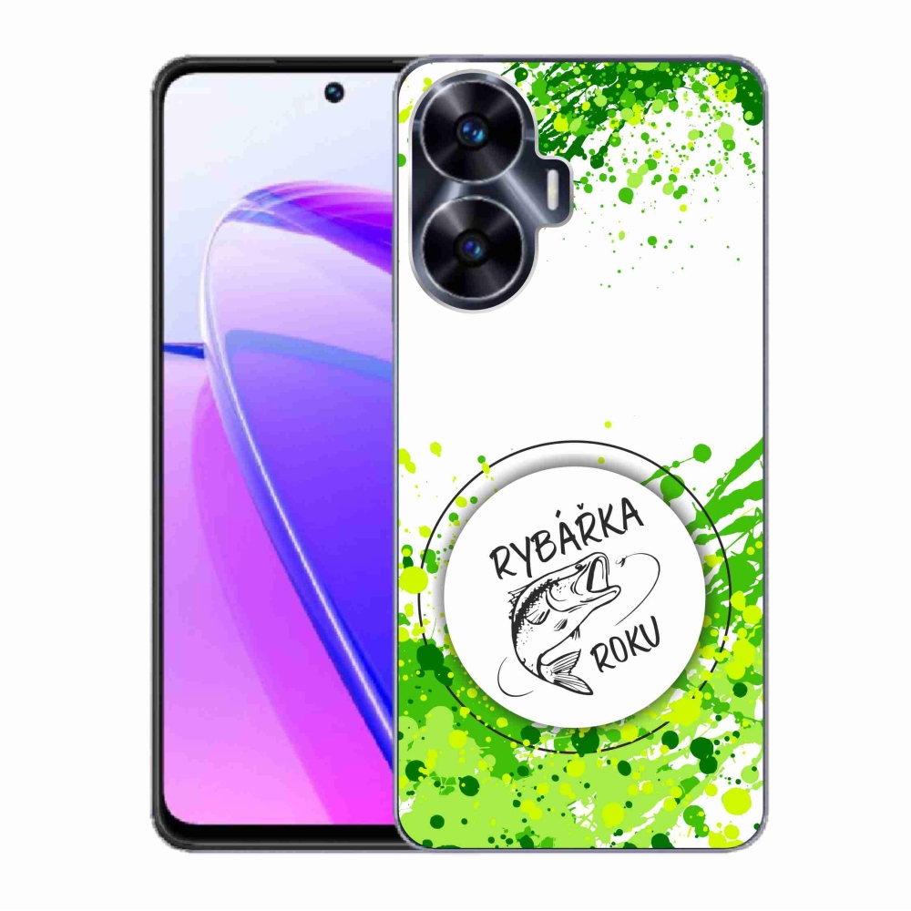 Gél borító mmCase a Realme C55 készülékhez - az év halásznője fehér háttérrel