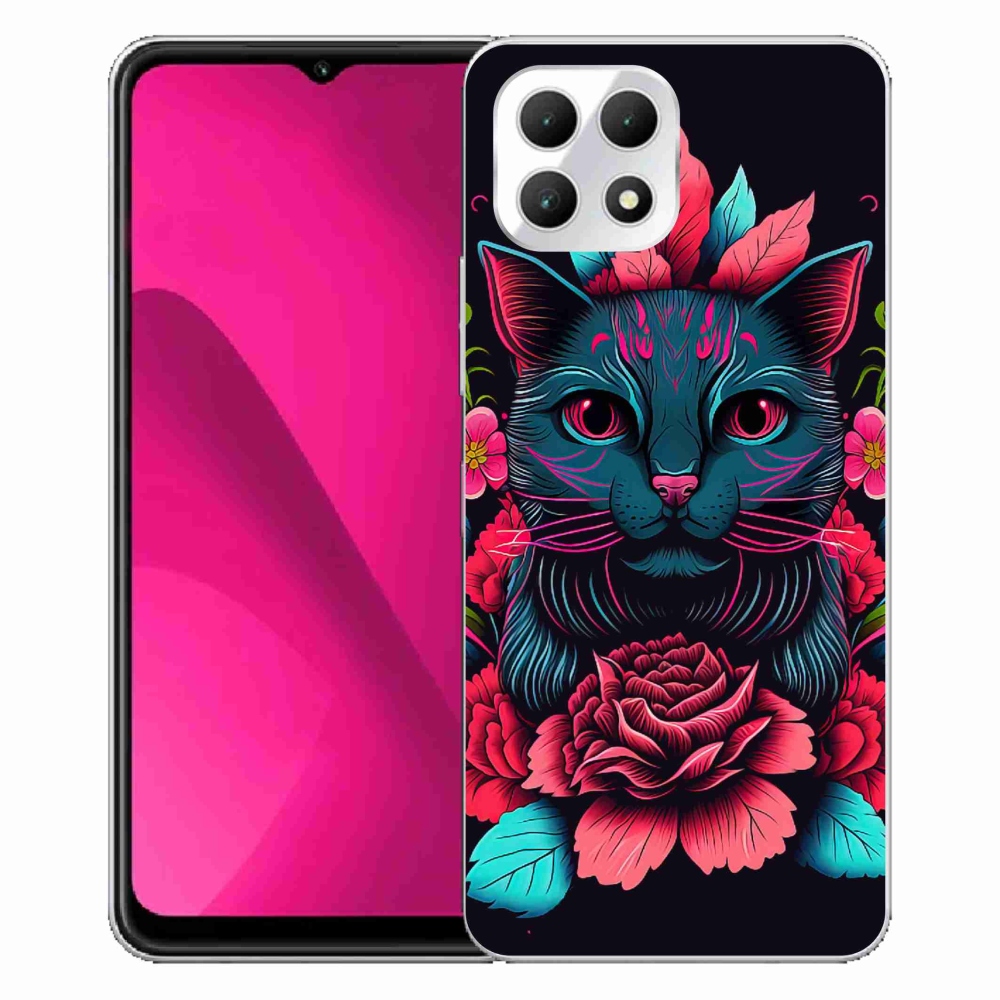 Zselés borító mmCase a T-Mobile T Phone 2 készülékhez - virágok és macska