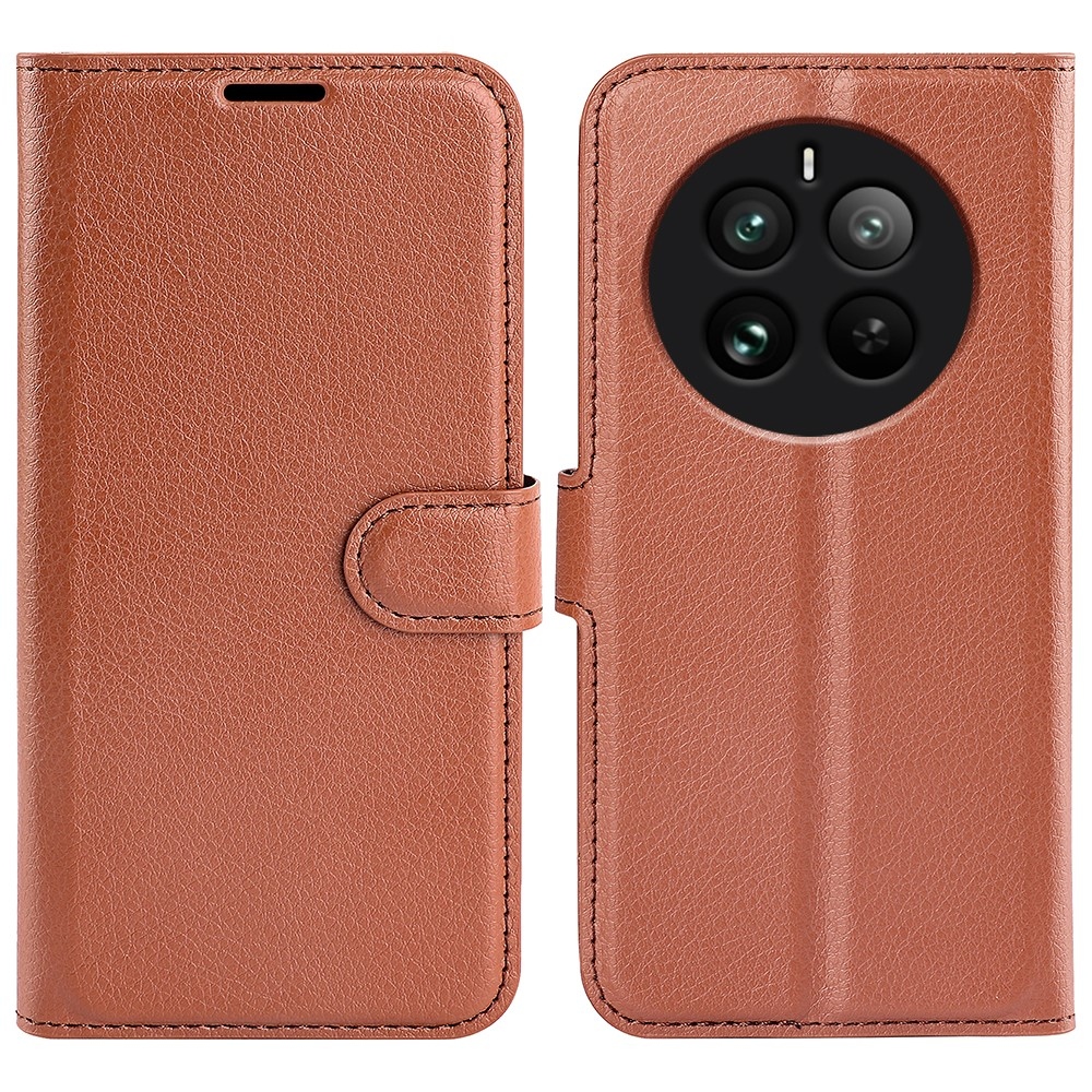 Litchi könyvtáska a Realme 12 Pro 5G/12 Pro+ 5G 12 Pro+ 5G készülékhez - barna
