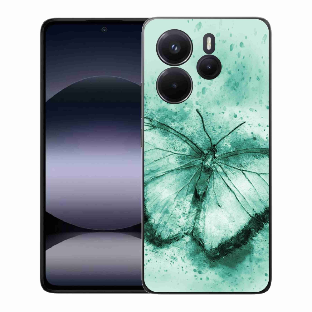 Gél borítás mmCase a Xiaomi Redmi Note 14-hez - zöld pillangó